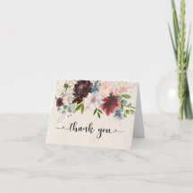 Russe Burgundy Marine Aquarelle Floral Merci