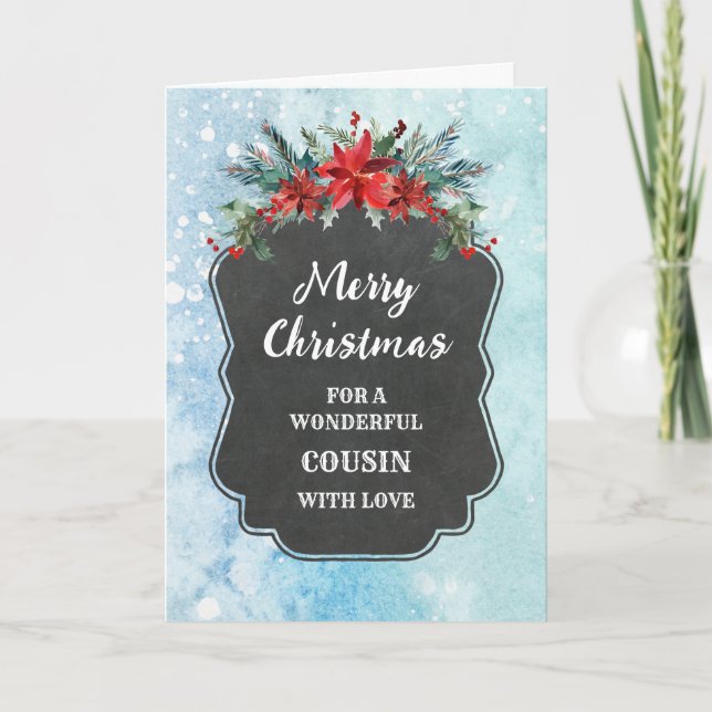 Carte Russe Chalkboard Cousin Joyeux Noël (Devant)
