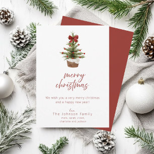 Carte Russe de Noël Arbre rouge Bow