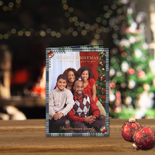 Carte Russe Joyeux Noël Bleu Rouge Plaid 1 Photo