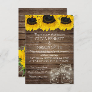 Carte Russe Mason Jar Sunflower Mariage