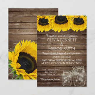 Carte Russe Mason Jar Sunflower Mariage