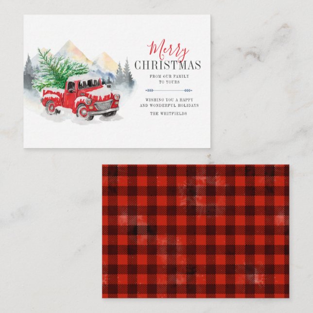 Carte Russe Plaid Red Truck Christmas (Devant / Derrière)