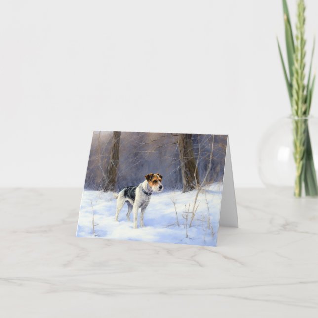 Carte Russell Terrier Qu'il neige Noël (Devant)