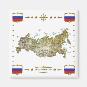 Carte Russie + Magnet des drapeaux