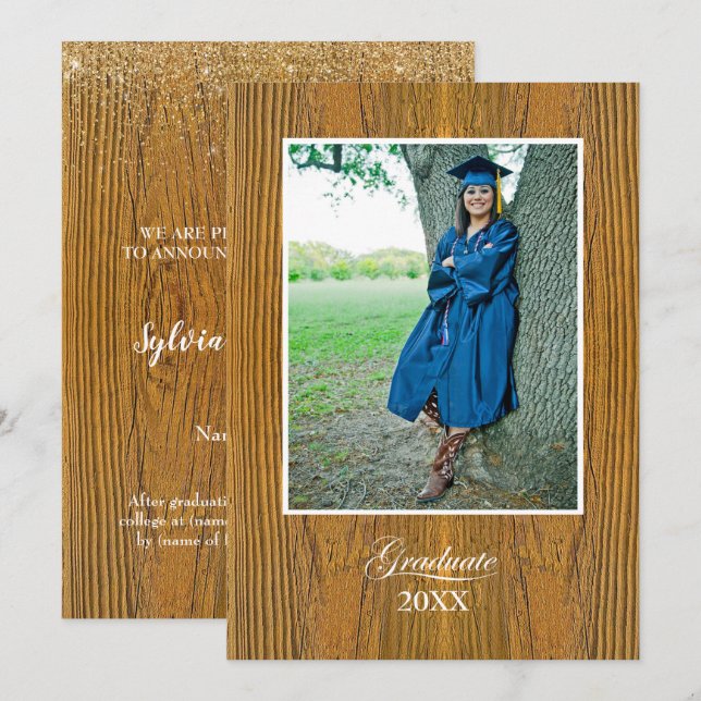 Carte Rustic Board High School Graduation Announcement (Devant / Derrière)