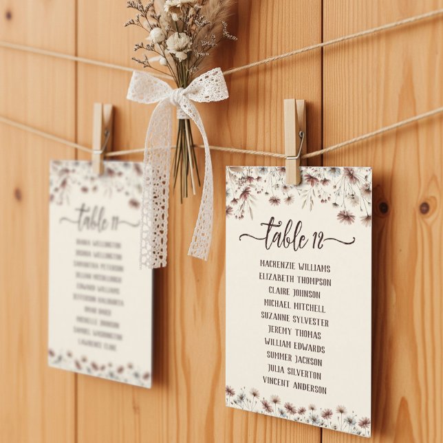 Carte Rustic Boho Fleur sauvage Mariage de siège C (Display Suggestion)