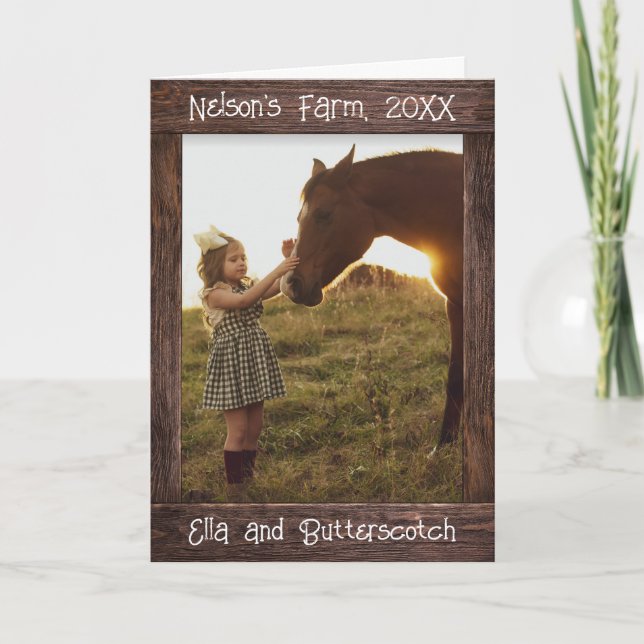 Carte Rustic Brown Wood Text Editable Faux Photo Frame (Devant)