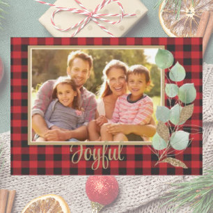 Carte Rustic Buffalo Plaid Parties scintillant Famille d