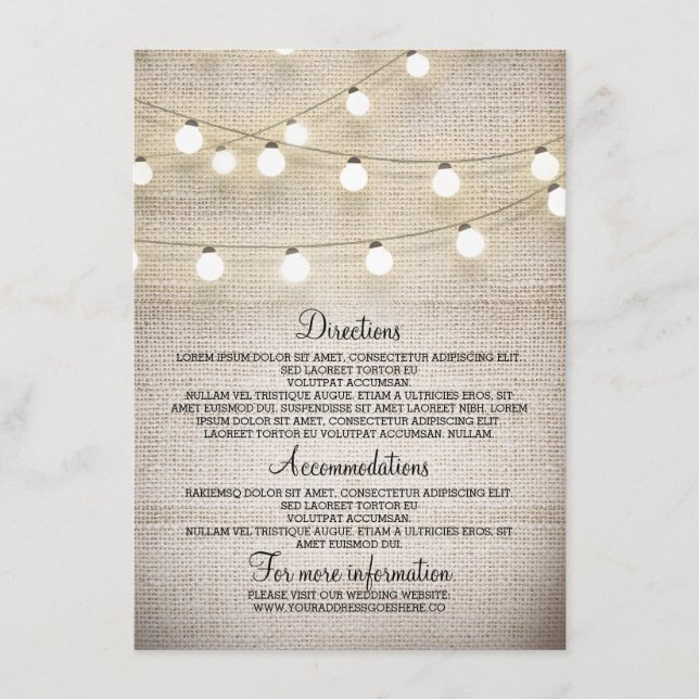 Carte Rustic Burlap String Lights Détails du Maria (Devant)