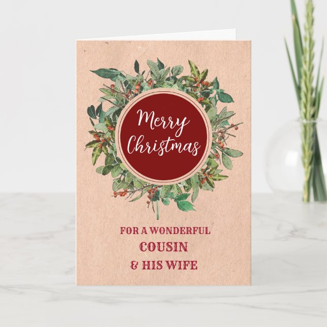 Carte Rustic Cousin et sa femme Noël (Devant)