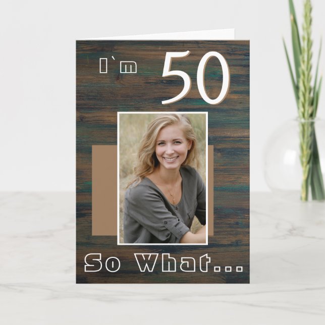 Carte Rustic Dark Wood Inspirationnal 50th Birthday (Devant)