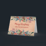 Carte Rustic Folift Friend Joyeux Noël<br><div class="desc">Joyeux Noël pour carte d'ami avec un motif en papier vintage rustique et aquarelle feuillage forestier.</div>