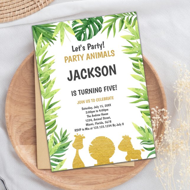 Carte Rustic Forest Party (Glitter Woodland Animals Invitations)