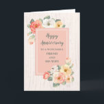 Carte Rustic Friend et son anniversaire de femme<br><div class="desc">Bonne carte d'anniversaire mariage pour ami et sa femme avec des fleurs rustiques de pays,  motif de bois et verset chaleureux.</div>