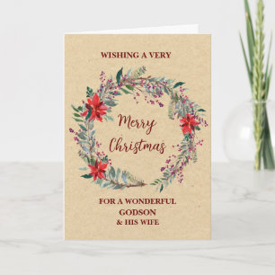 Carte Rustic Godson et sa femme Joyeux Noël