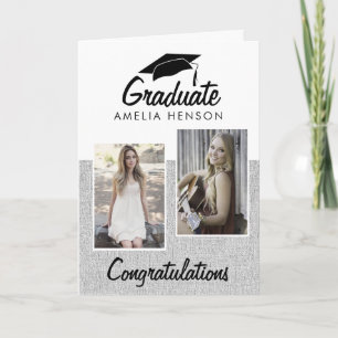 Carte Rustic Graduate Félicitations 2 Photo Collage