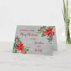 Carte Rustic Grandson et sa femme Joyeux Noël