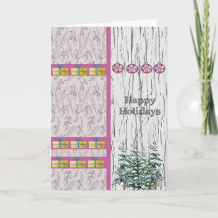 Carte Rustic Happy Holidays Card Arrière - plan bois