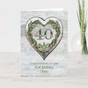 Carte Rustic Heart 40th Birthday Card