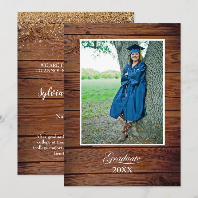 Carte Rustic High School Graduation Announcement - photo (Devant / Derrière)