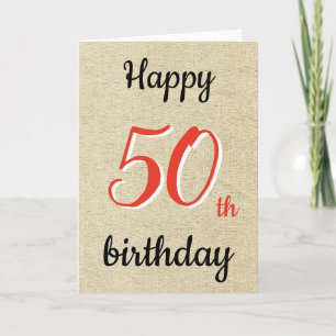 Carte Rustic Joyeux Anniversaire Script 50e Anniversaire