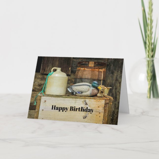 Carte Rustic Jug Duck Decoy Photo Anniversaire (Devant)