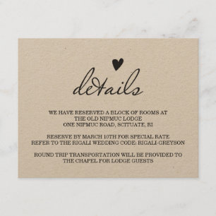 Carte RUSTIC MARIAGE Details