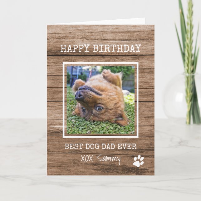 Carte Rustic Meilleur Chien Papa Jamais Photo Anniversai (Devant)