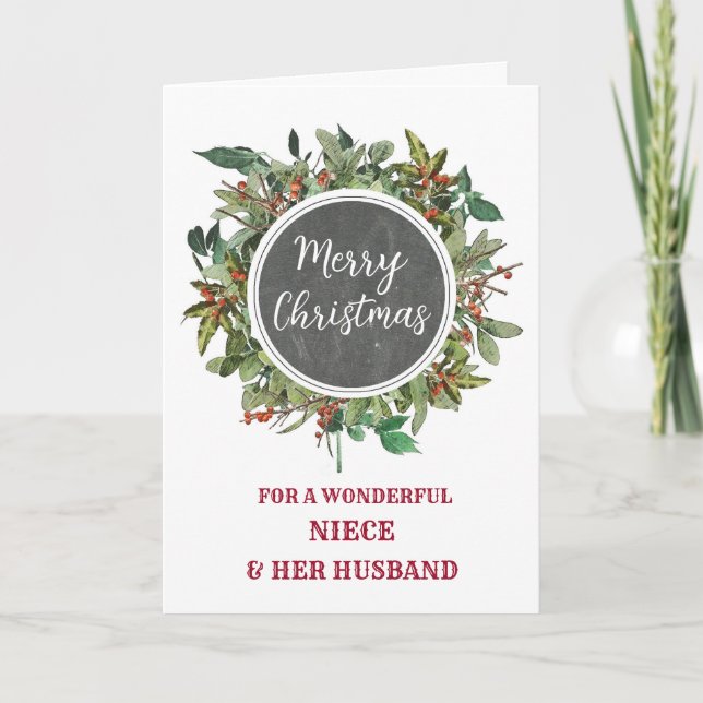Carte Rustic Niece et son mari Joyeux Noël (Devant)