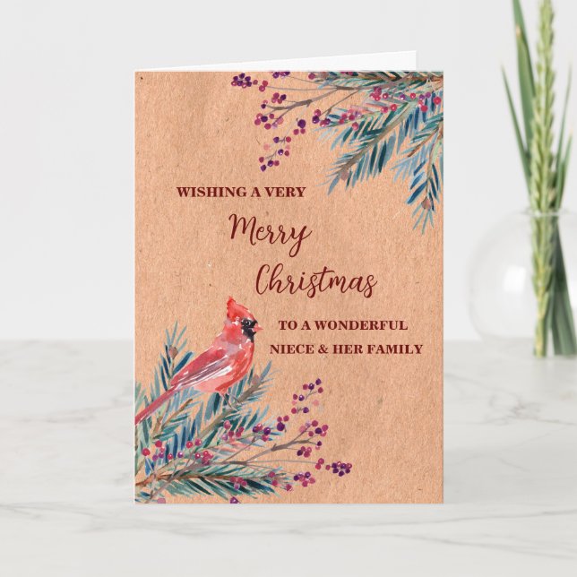 Carte Rustic Niece & Family Joyeux Noël (Devant)