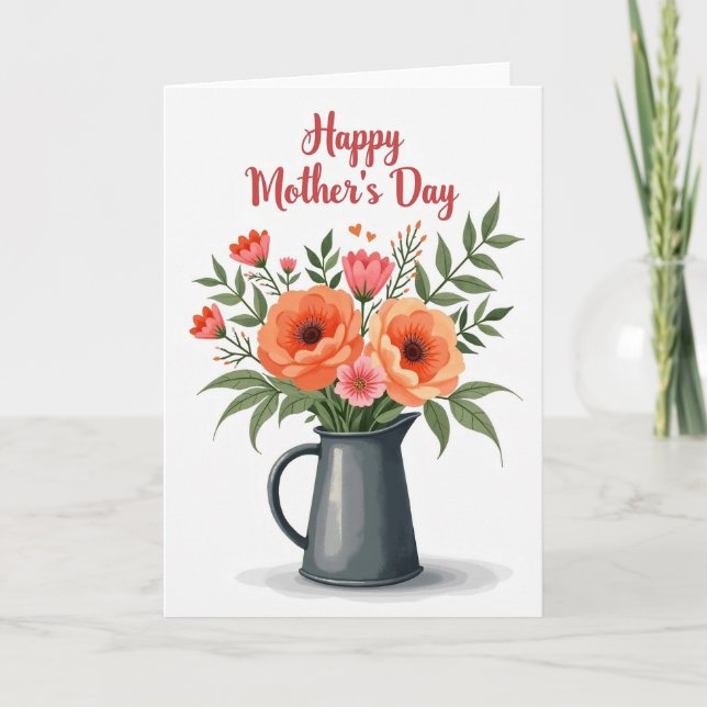 Carte Rustic Pitcher Mothers Day Card (Devant)
