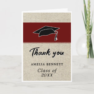 Carte Rustic Red Graduate Casquette Merci de graduation