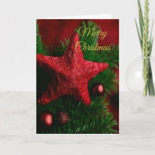 Carte Rustic Red Star sur Pine Christmas Grey Card