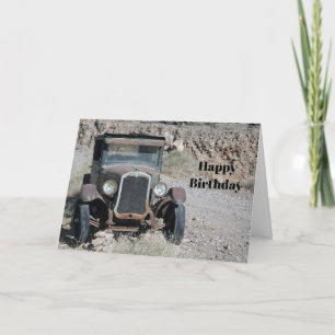 Carte Rustic Rusted Car Photo Anniversaire