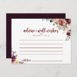 Carte Rustic Summer Floral Mariage<br><div class="desc">Cette carte de conseil aux mariages floraux rustiques est parfaite pour un mariage moderne. Le design est composé de fleurs d'aquarelle bordeaux, roses et rousses avec des feuilles verts dans un arrière - plan verni brun. Ces cartes sont parfaites pour un mariage, une douche nuptiale, un baby shower, une fête...</div>