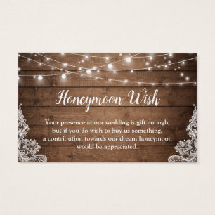 Carte Rustic Twinkle Lights Mariage Honeymoon Fund