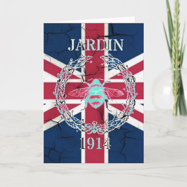 Carte Rustic Union Jack Drapeau reine jubiler abeille fr (Devant)