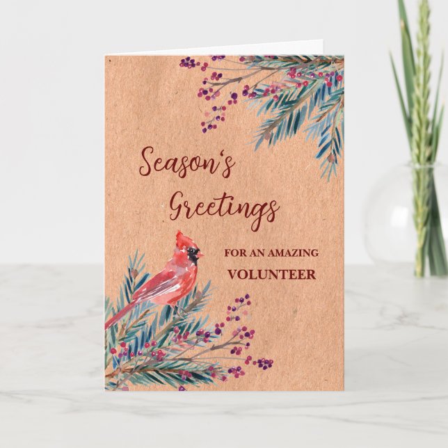 Carte Rustic Volunteer Christmas Holiday Card (Devant)