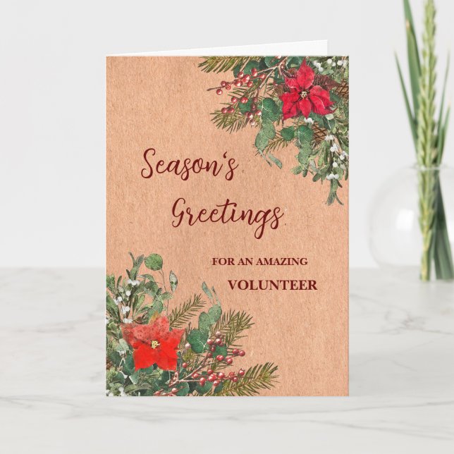 Carte Rustic Volunteer Christmas Holiday Card (Devant)
