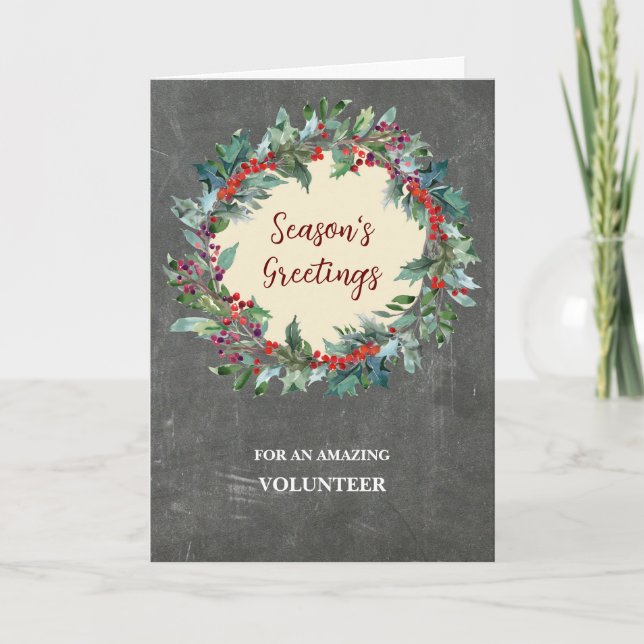 Carte Rustic Volunteer Christmas Holiday Card (Devant)