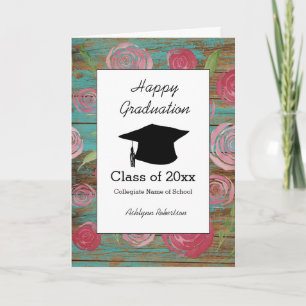 Carte Rustic Watercolor Floral Classe de 2024 Graduation