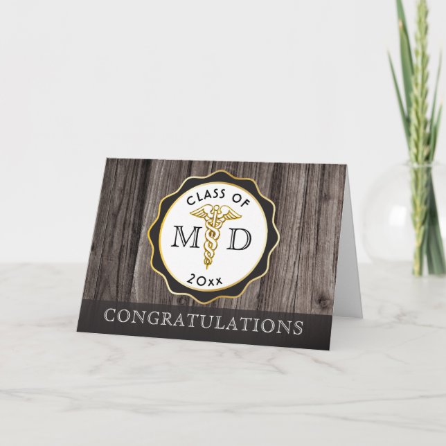 Carte Rustic Wood Doctor Graduation Félicitations (Devant)