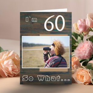 Carte Rustic Wood Inspirational 60th Birthday Photo