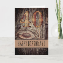 Rustic Wood Joyeux anniversaire 40e