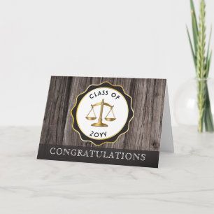Carte Rustic Wood Lawyer Graduation Félicitations
