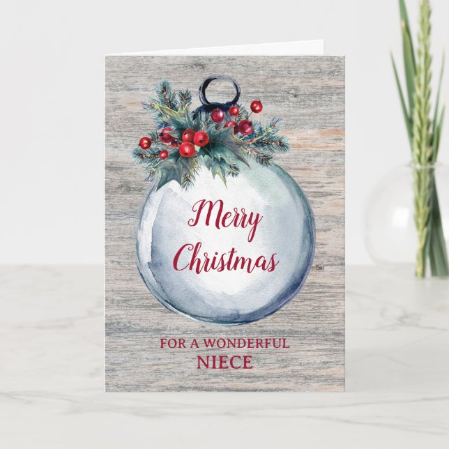 Carte Rustic Wood niece Joyeux Noël (Devant)