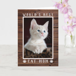 Carte Rustic World's Best Cat Mom Birthday Photo