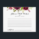 Carte Rustique Blush Bourgogne Floral Mariage<br><div class="desc">Cette carte de conseil aux mariages floraux bordeaux rustiques est parfaite pour un mariage moderne. Le design est composé de fleurs rose, rousse, rouge, bordeaux et bordeaux à aquarelle avec feuillage vert. Ces cartes sont parfaites pour un mariage, une douche nuptiale, un baby shower, une fête de remise de diplômes...</div>