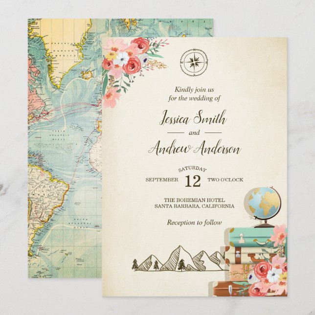 Carte rustique Boho de faire-part de mariage de (Devant / Derrière)